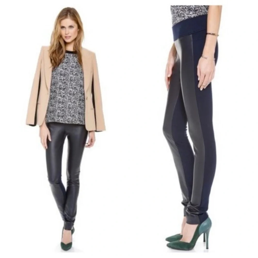 Club Monaco Tasha Faux Leather Front Legging in Navy size 00